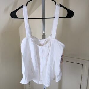 Colsie NWT Women's Cream White Textured Cotton Flowy Button Down Tank Top M